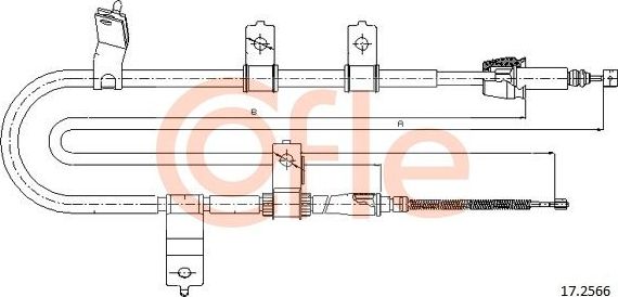 Трос ручника (тросик ручного тормоза) Cofle задний правый для Hyundai Santa Fe I 2001-2006. Артикул 92.17.2566