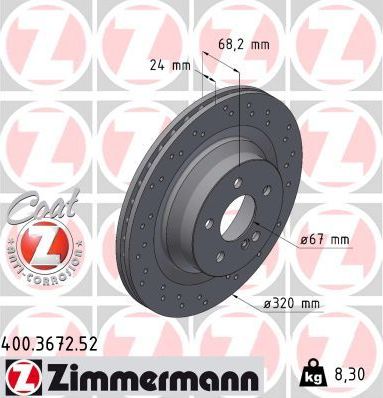 Тормозной диск Zimmermann SPORT Z. Артикул 400.3672.52