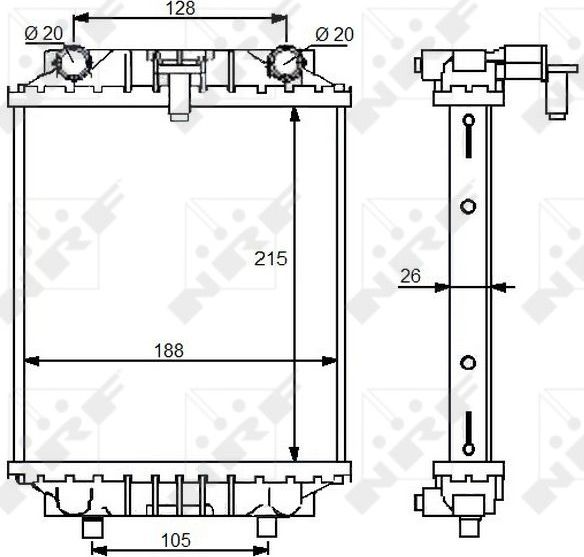 Радиатор охлаждения двигателя NRF правый для Audi S3 III (8V) 2012-2026. Артикул 59125