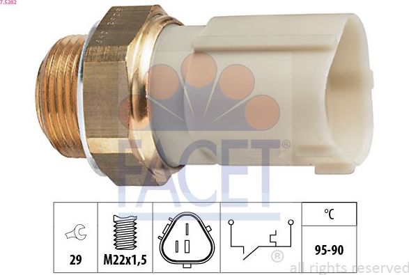 Термовыключатель, вентилятор радиатора Facet Made in Italy - OE Equivalent. Артикул 7.5262