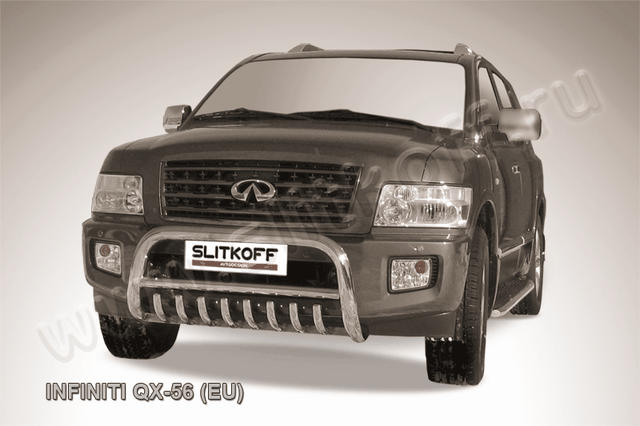 Кенгурятник Slitkoff d76 низкий с защитой картера для Infiniti QX56 II 2004-2010. Артикул IN.QX001