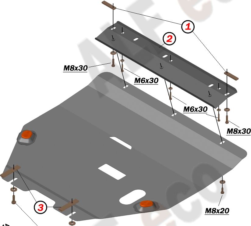 Защита алюминиевая Alfeco для картера и КПП Suzuki Swift 2005-2010. Артикул ALF.23.10al