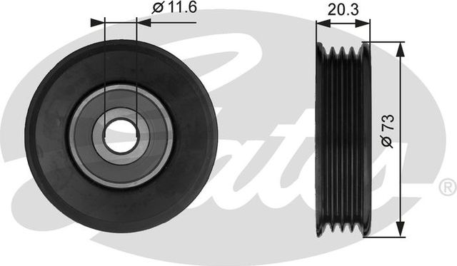 Направляющий (ведущий) ролик приводного поликлинового ремня Gates (Металл). Артикул T38031