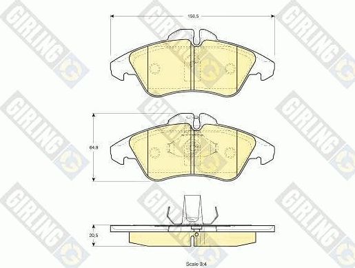 Тормозные колодки Girling передние для Mercedes-Benz Vito I (W638) 1996-1997. Артикул 6112202