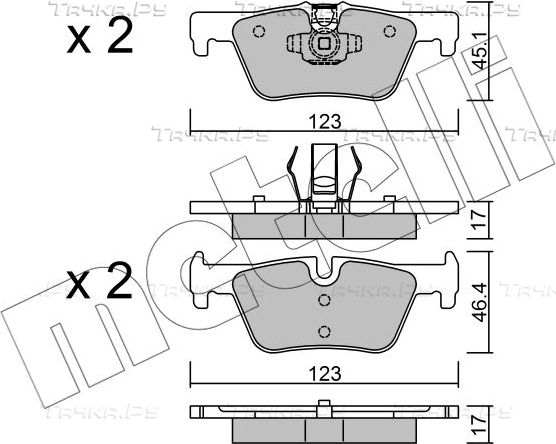 Тормозные колодки Metelli задние для BMW 2 F22 2014-2026. Артикул 22-0962-0