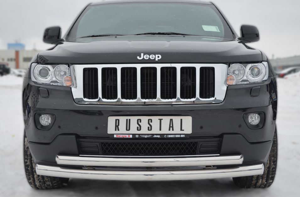 Защита RusStal переднего бампера d76/63 (дуги) для Jeep Grand Cherokee WK2 2012-2014. Артикул JGZ-001193