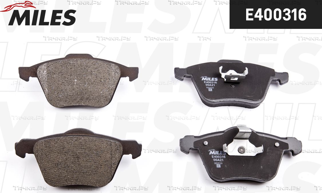 Тормозные колодки Miles (Low-Metallic) передние для Volvo S80 I 1999-2006. Артикул E400316