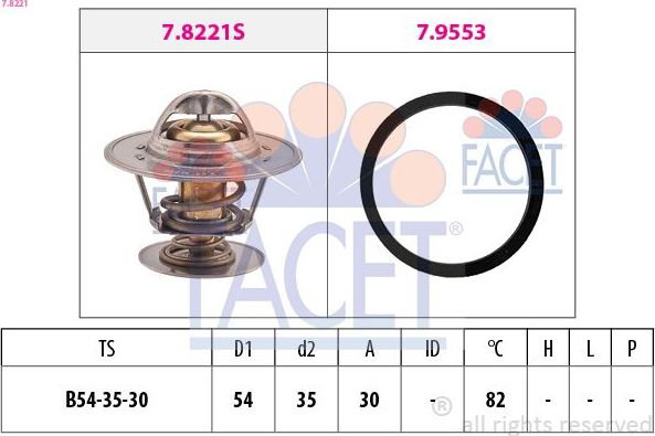 Термостат Facet Made in Italy - OE Equivalent. Артикул 7.8221