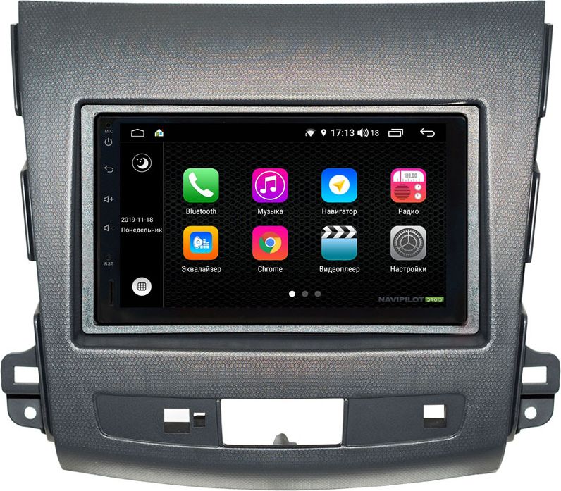 Установочный комплект: головное устройство NaviPilot 2DIN с экраном 7" FT Android 9, DSP, сенсорные кнопки для Mitsubishi Outlander XL 2006-2012. Артикул NPD9L-WR-832-07 Out XL