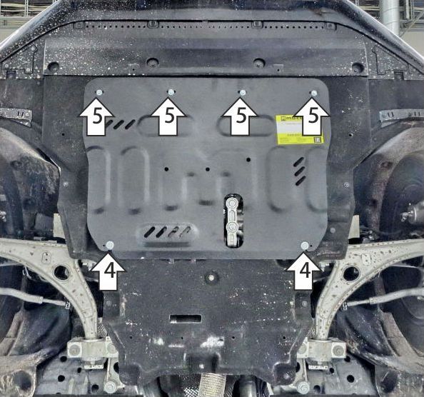 Защита алюминиевая Мотодор для картера и КПП Hongqi HS3 2024-2026. Артикул 343902