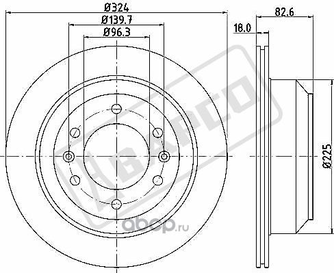 тормозной диск вентилируемый (Bapco). Артикул BD0557