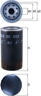 Масляный фильтр Mahle-Knecht. Артикул OC 502
