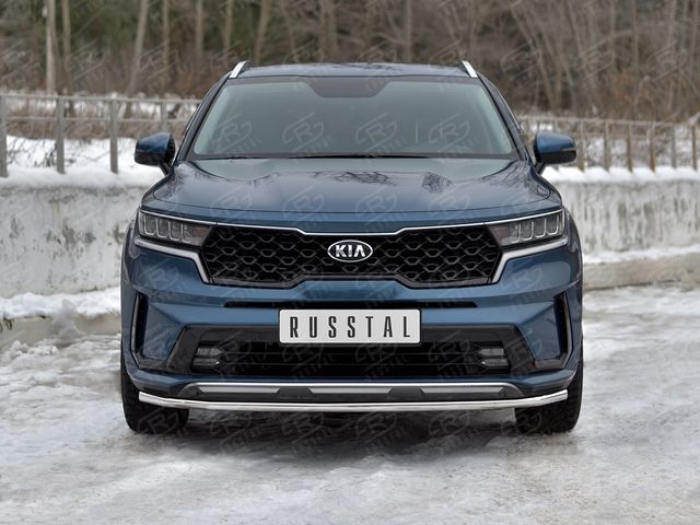 Защита RusStal переднего бампера d42 секции для Kia Sorento IV 2020-2026. Артикул KSORZ-004012