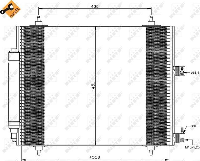 Радиатор кондиционера (конденсатор) NRF EASY FIT для Lancia Phedra 2002-2010. Артикул 35669