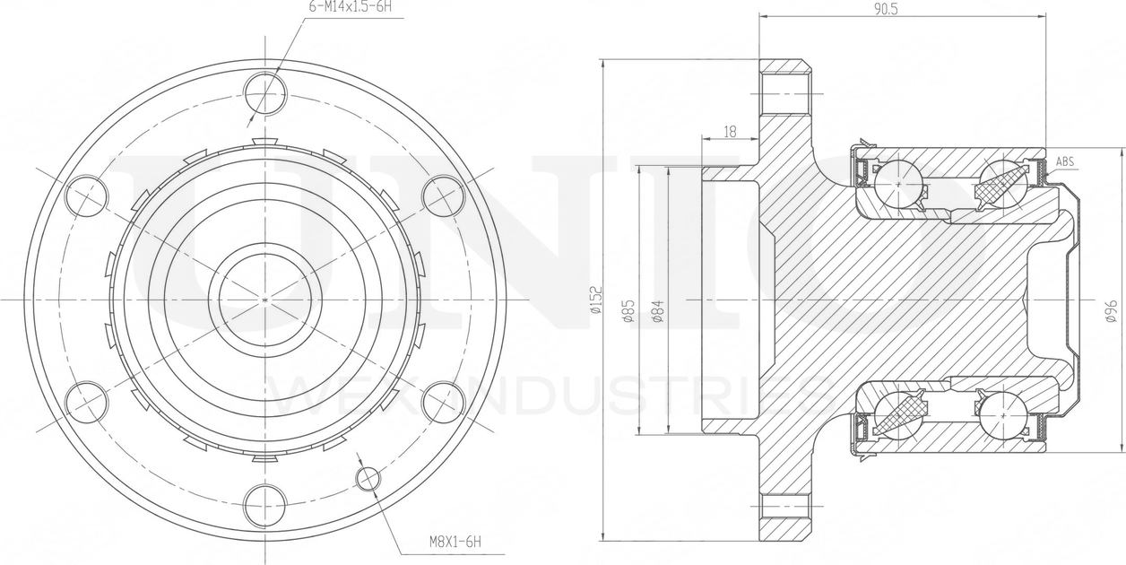 Ступица колеса с интегрированным подшипником (Unio). Артикул HUB-20056