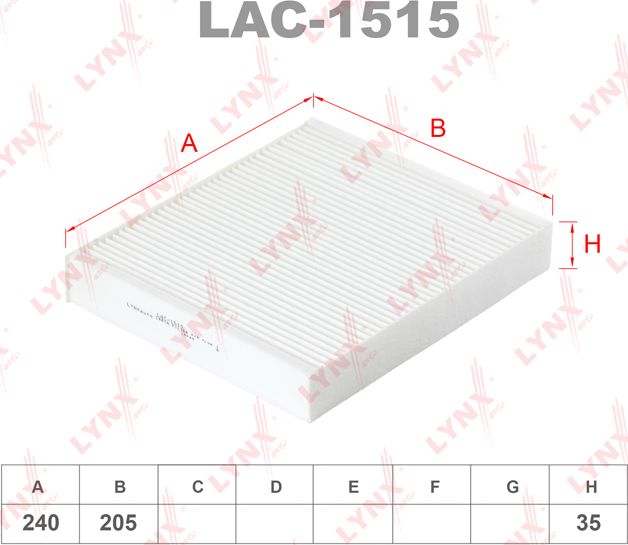 Салонный фильтр LYNXauto. Артикул LAC-1515