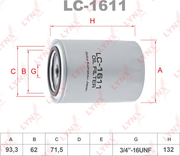 Масляный фильтр LYNXauto. Артикул LC-1611