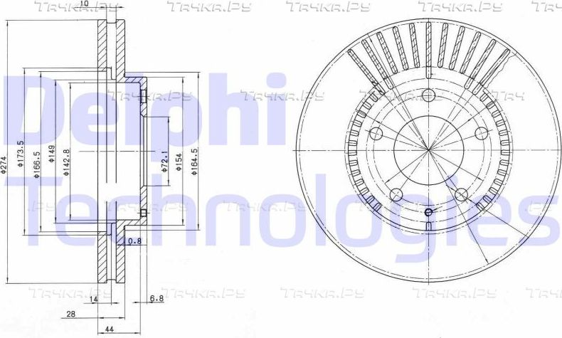Тормозной диск Delphi передний для Mazda MPV II (LW) 1999-2006. Артикул BG3232