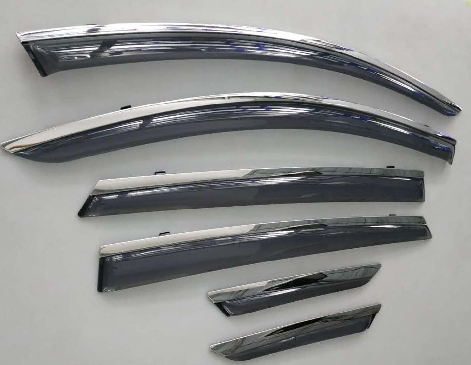 Дефлекторы Alvi-Style для окон с нержавеющим молдингом (с надписью Optima) Kia Optima IV 2015-2020. Артикул ORG-012