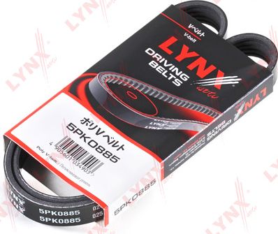 Приводной ремень поликлиновой LYNXauto для Lada Kalina I 2007-2013. Артикул 5PK0885