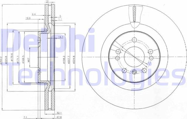 Тормозной диск Delphi. Артикул BG9013