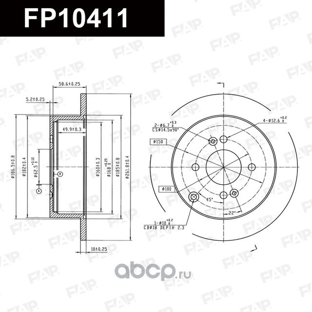 Диск тормозной_(FP10411 FAP). Артикул FP10411
