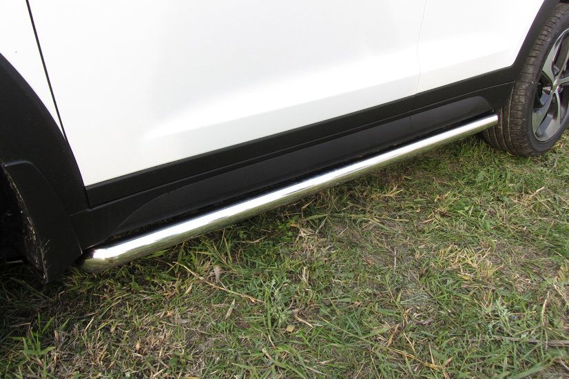 Пороги Slitkoff d57 труба для Hyundai Tucson III 4WD 2015-2026. Артикул HT4WD15004