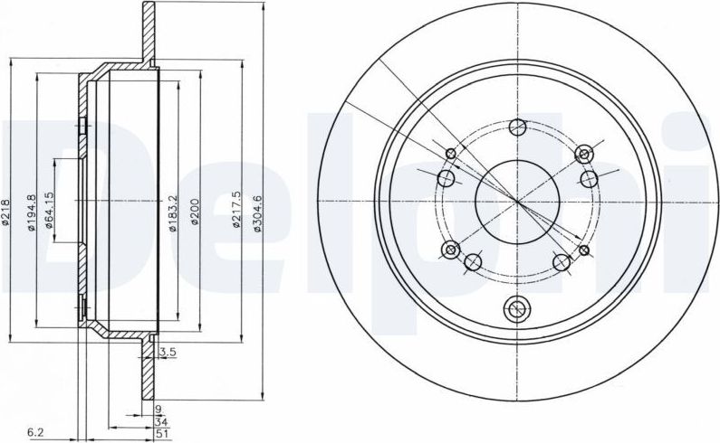 Тормозной диск Delphi. Артикул BG4064C