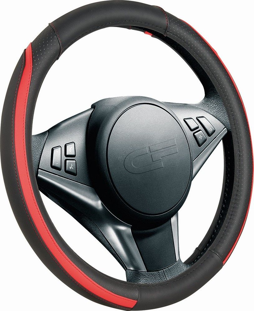 Оплётка на руль CarFashion Step (размер M, экокожа, цвет ЧЕРНЫЙ/ЧЕРНЫЙ/КРАСНЫЙ/КРАСНЫЙ/ЧЕРНЫЙ/КРАСНЫЙ). Артикул 31301