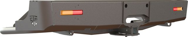 Бампер силовой STC задний для Toyota Hilux VII 2004-2015 с квадратом под фаркоп, площадкой под лебедку и дублирующими фонарями. Артикул STC-TH05-BR-W-L1