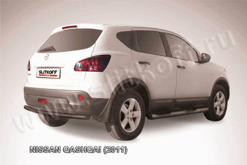 Защита Slitkoff заднего бампера d57 ЧЕРНАЯ матовая для Nissan Qashqai I 2010-2013. Артикул NIQ11-010B