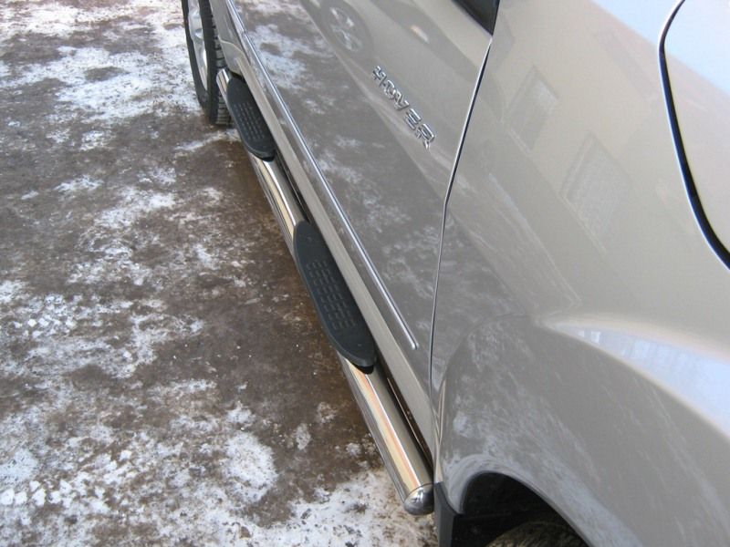 Защита порогов RusStal труба d76 с накладками (вариант 3) для Great Wall Hover H3 2009-2014. Артикул GH3T-0003513