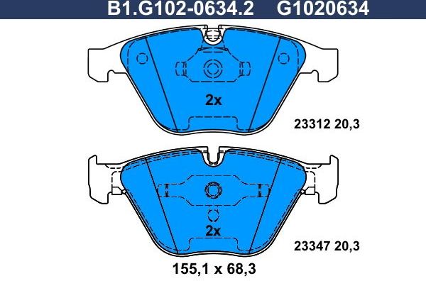 Тормозные колодки Galfer. Артикул B1.G102-0634.2