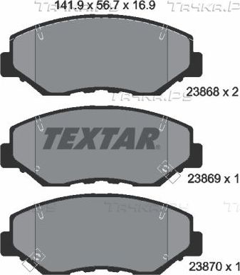 Тормозные колодки Textar передние для Honda Civic X 2017-2026. Артикул 2386801