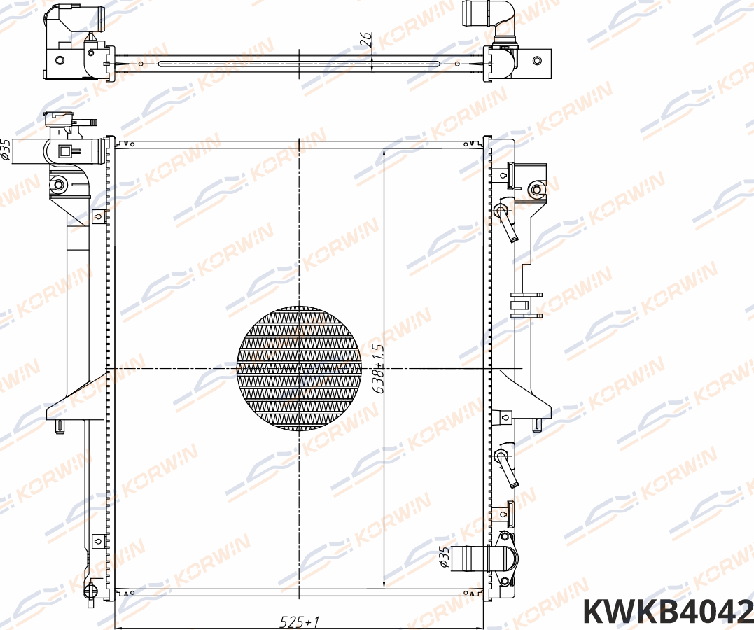 Радиатор охлаждения Mitsubishi L200/PajeroSport II 2.5TD AT (гарантия 2 года) (Korwin). Артикул KWKB4042