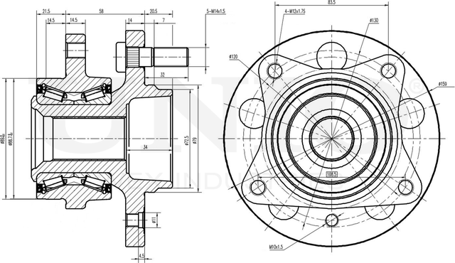 Ступица колеса с интегрированным подшипником (Unio). Артикул HUB-20034