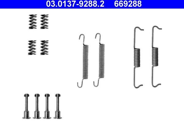 Комплект монтажный тормозных колодок ATE. Артикул 03.0137-9288.2