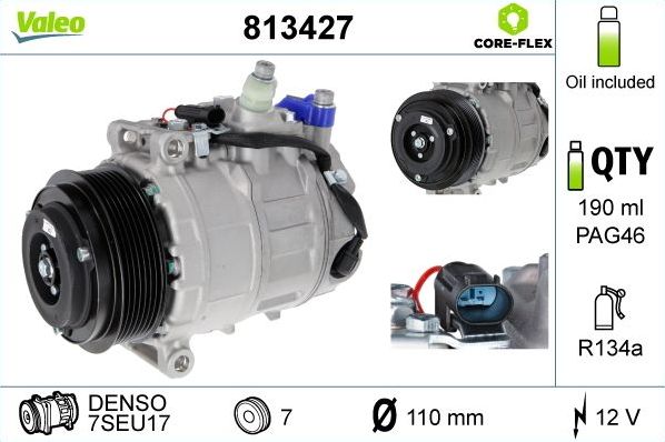 Компрессор кондиционера Valeo VALEO CORE-FLEX. Артикул 813427