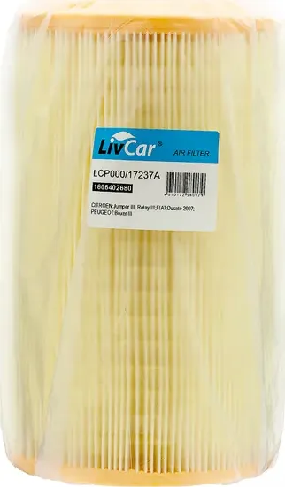 Фильтр воздушный LivCar OEM 1606402680 CITROEN PEUGEOT FIAT (JAMPER  BOXER  DUCATO) Livcar. Артикул lcp000/17237a