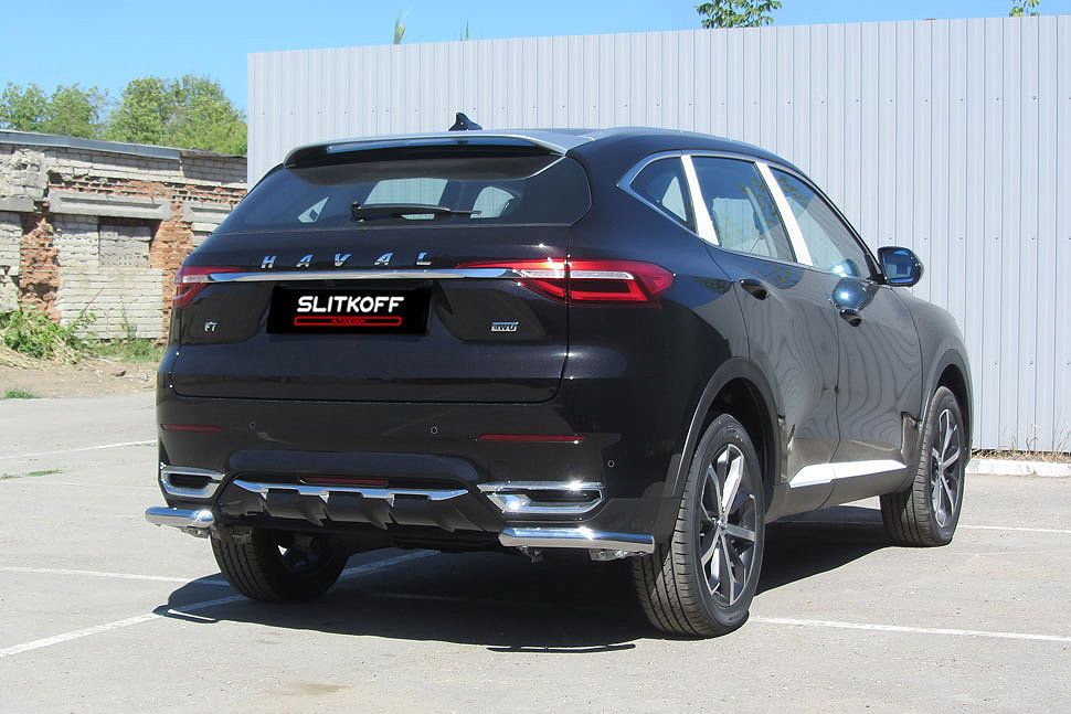 Защита Slitkoff задняя уголки d57 для Haval F7 2019-2026. Артикул HavF7011