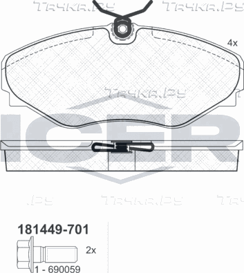 Тормозные колодки Icer передние для Renault Avantime 2001-2003. Артикул 181449-701
