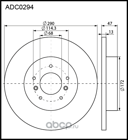 Диск тормозной | зад | (Allied Nippon). Артикул ADC0294