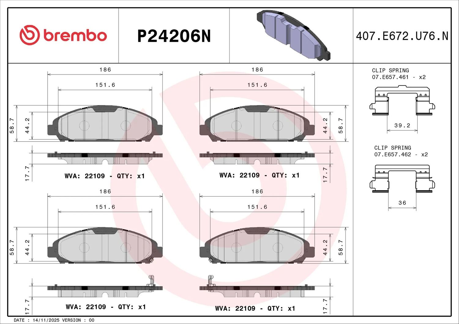 Автозапчасть (Brembo). Артикул P24206N