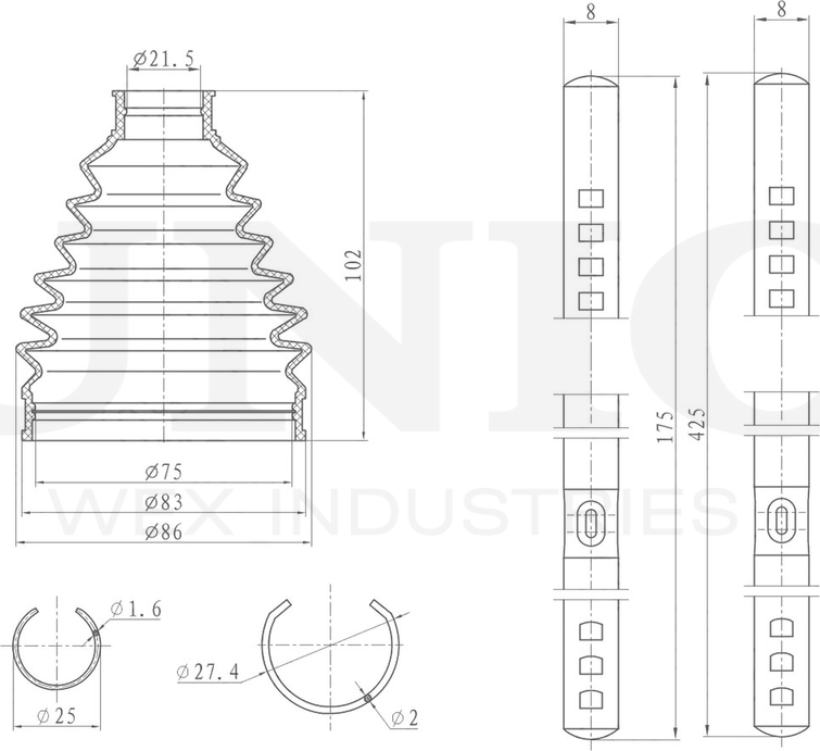 Пыльник ШРУС, комплект (Unio). Артикул DUC-30008K