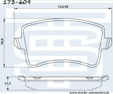 Колодки тормозные задние (Starke). Артикул 173609