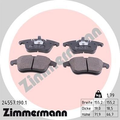 Тормозные колодки Zimmermann. Артикул 24557.190.1
