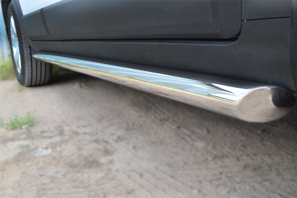 Защита порогов RusStal труба d63 (вариант 1) для Chevrolet Captiva 2013-2016. Артикул CAPT-001745