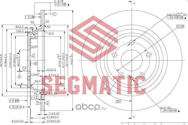 ДИСК ТОРМОЗНОЙ (Segmatic). Артикул SBD30093360