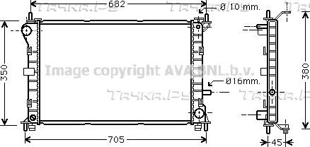 Радиатор охлаждения двигателя AVA. Артикул FD2265