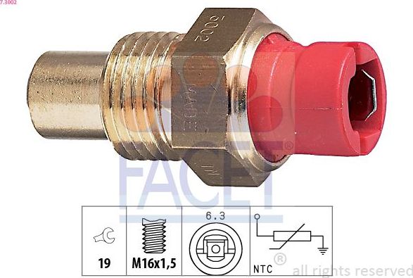 Датчик температуры охлаждающей жидкости Facet Made in Italy - OE Equivalent. Артикул 7.3002